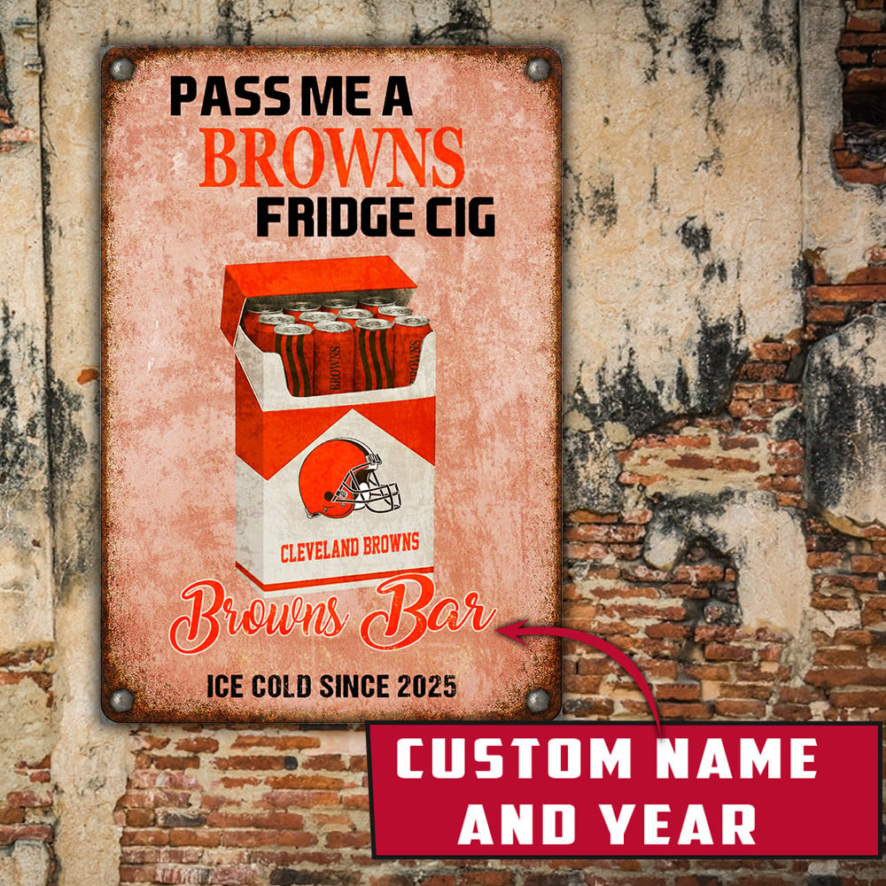 Personalized CLE x NFL Vintage Fridge Cig Metal Sign DDT NTL