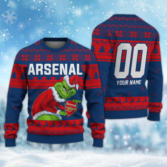 Personalized Name & Number ARS - Grinch Christmas Ugly Sweater DDT NTL
