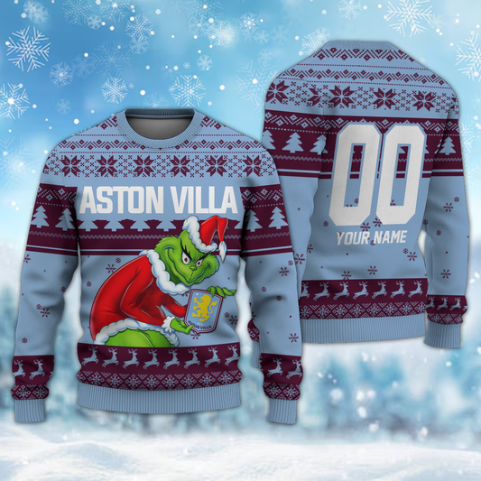 Personalized Name & Number AST - Grinch Christmas Ugly Sweater DDT NTL