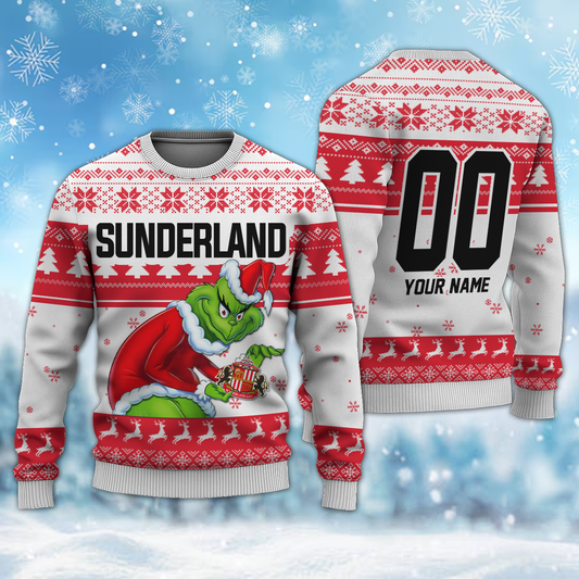 Personalized Name & Number SUN - Grinch Christmas Ugly Sweater DDT NTL