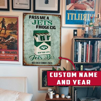 Personalized NYJ x NFL Vintage Fridge Cig Metal Sign DDT NTL