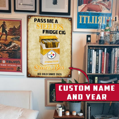 Personalized PS x NFL Vintage Fridge Cig Metal Sign DDT NTL