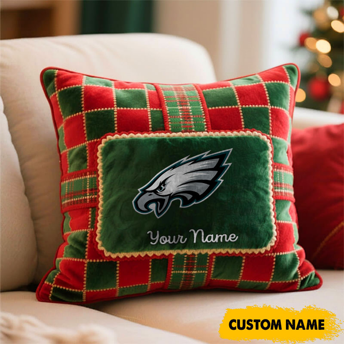 PHI x NFL Christmas New Square Pillow DatND DVT