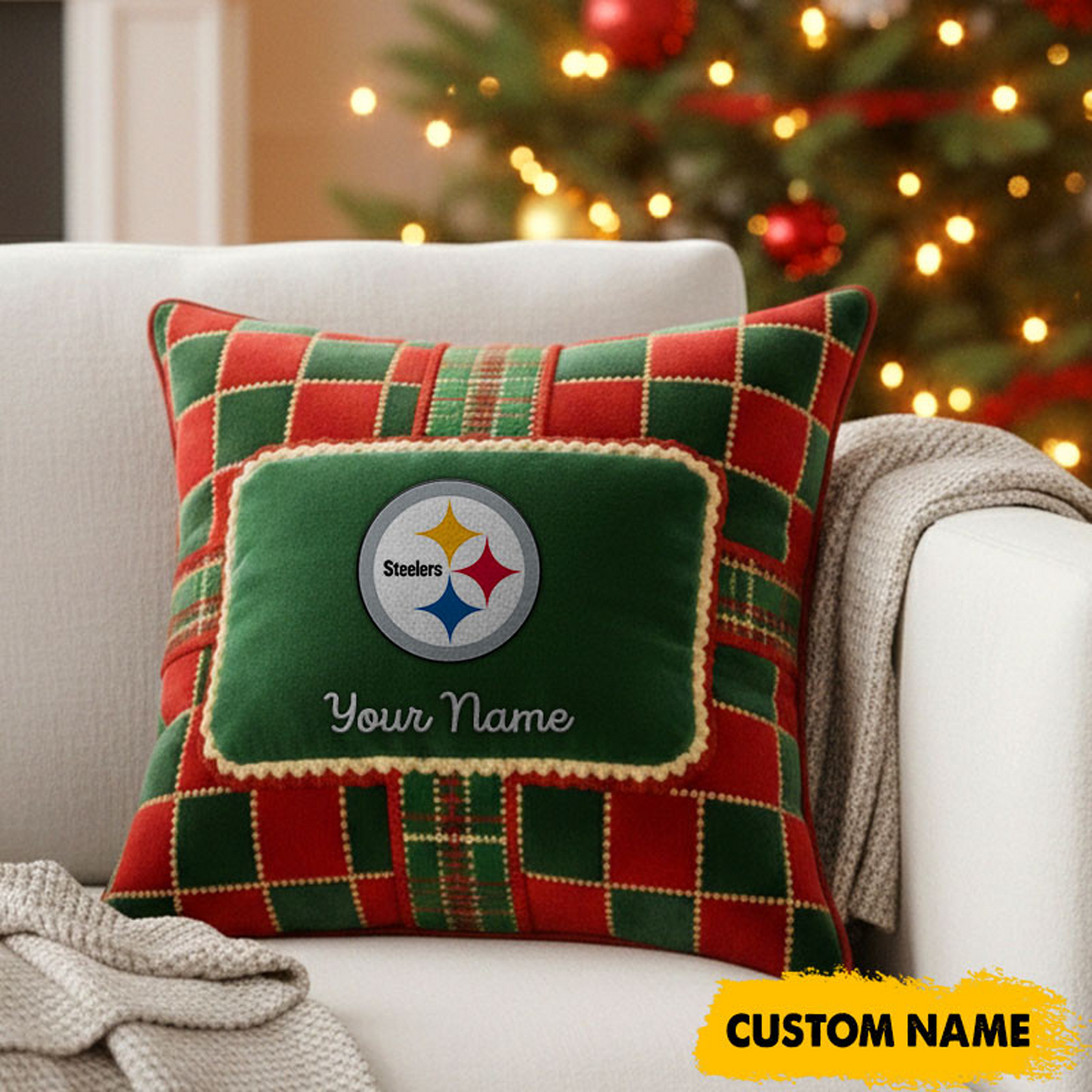 PIT x NFL Christmas New Square Pillow DatND DVT