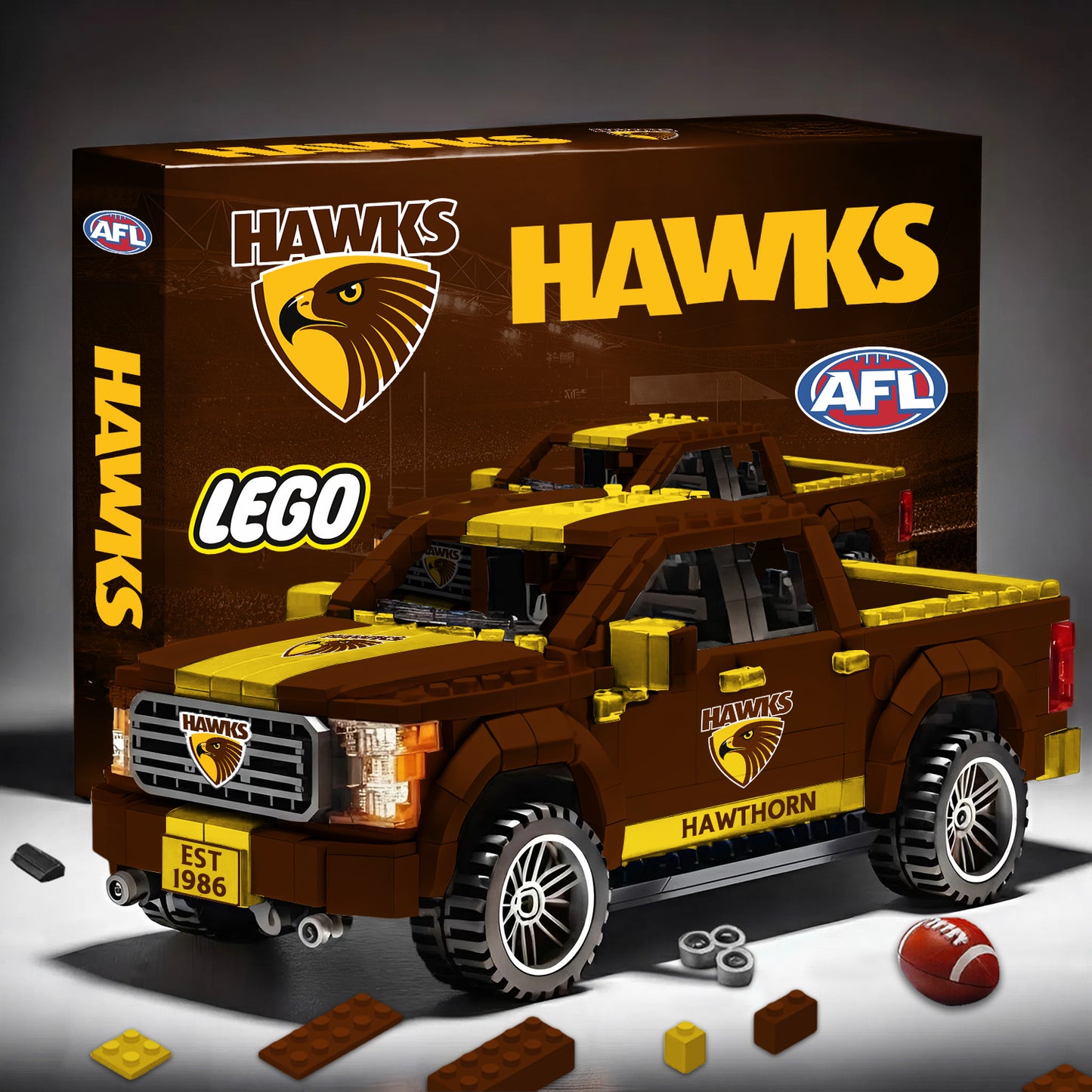 PREMIUM AFL X HAW 3D RACING TRUCK BUILDING BLOCK SET TOY NDT NHM