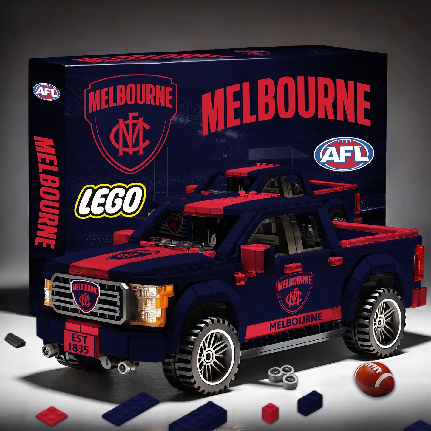 PREMIUM AFL X MEL 3D RACING TRUCK BUILDING BLOCK SET TOY NDT NHM