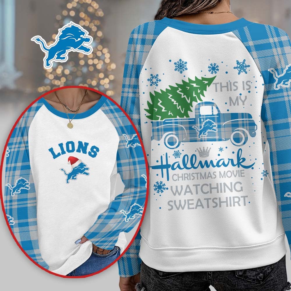 Premium NFL DET Cozy Round Neck Raglan Sleeve Sweatshirt V1 NMD NHM