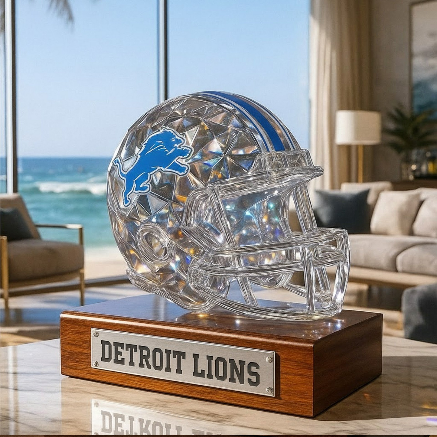 Premium NFL DET Crystal Style Desktop Ornament V1 NMD  TTV
