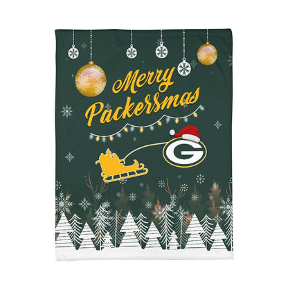 Premium NFL GB Christmas Fleece Blanket & Throw Pillow Combo V1 NMD NHM