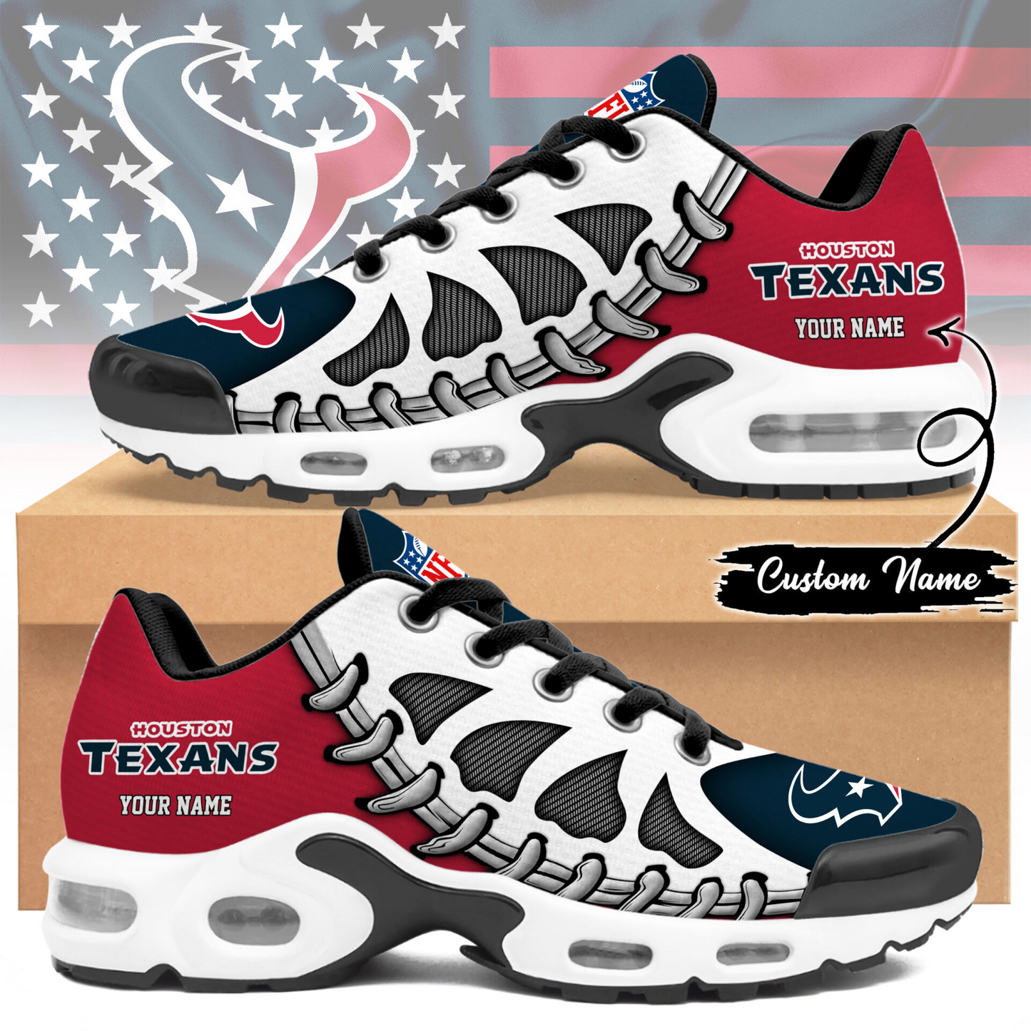 Premium NFL HOU Spine Rush Air Max Sneaker V4 NMD  TTV