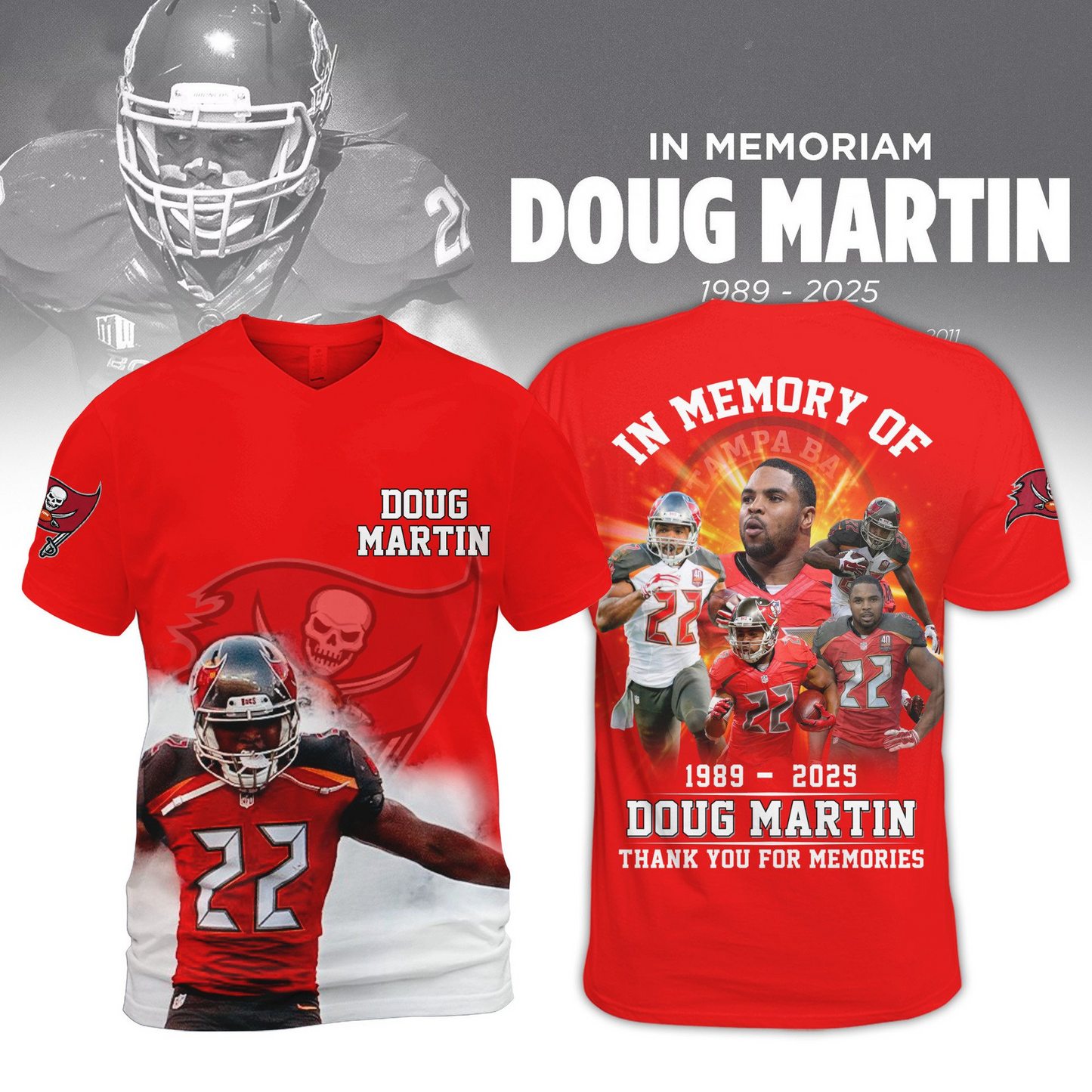 Premium NFL In Memory Of Doug Martin T-Shirt  V1 NMD TTV