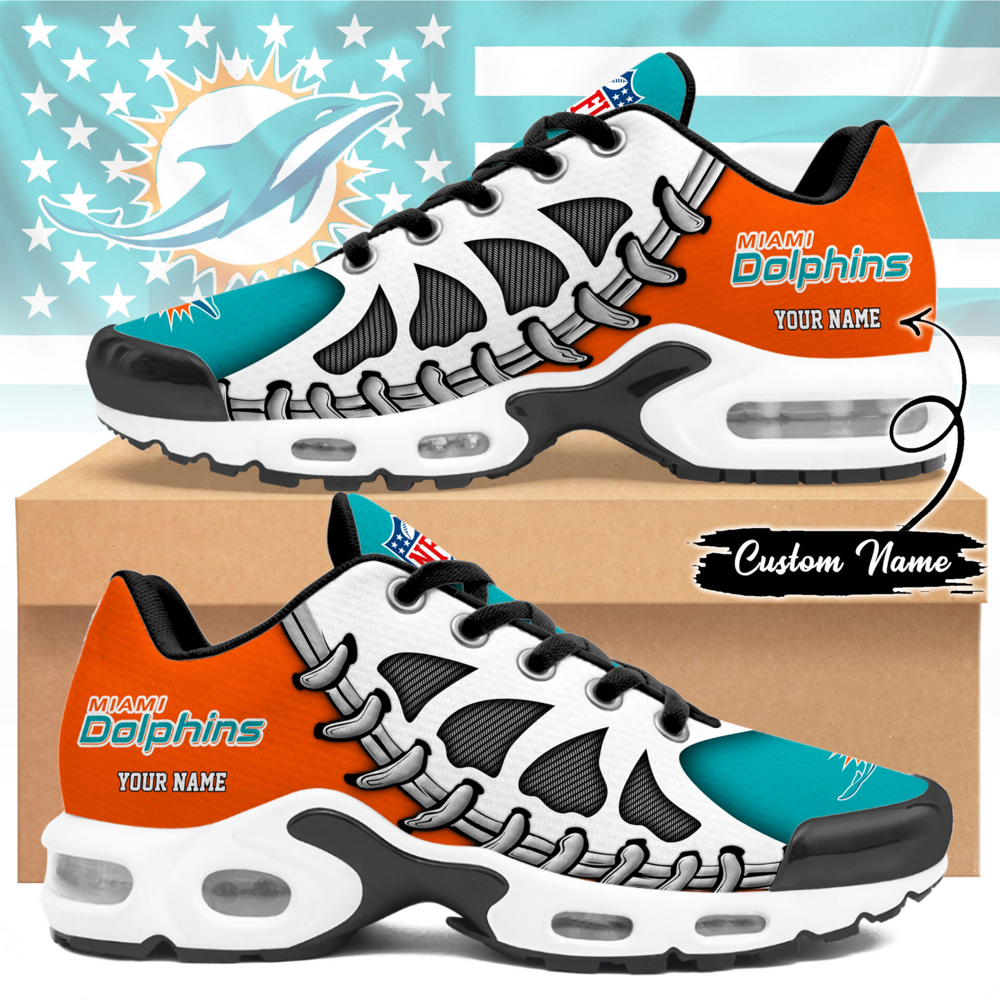 Premium NFL MIA Spine Rush Air Max Sneaker V4 NMD  TTV