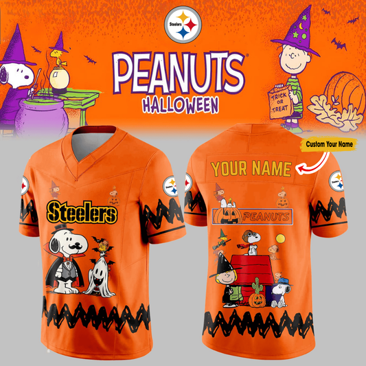 Premium NFL PIT x PEA Halloween V-neck Short Sleeve Jersey V1 NMD TTV