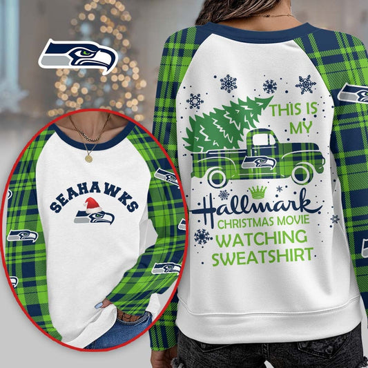 Premium NFL SEA Cozy Round Neck Raglan Sleeve Sweatshirt V1 NMD NHM