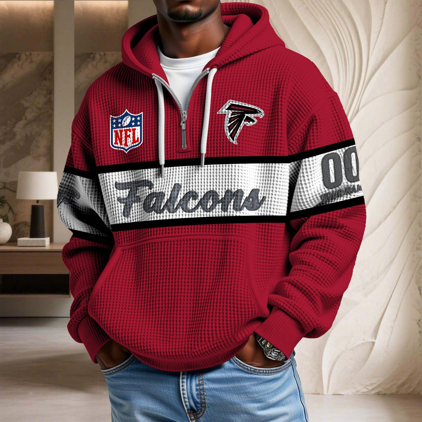 Premium NFL x ATL Waffle Half Zip Hoodie DATND TANTD