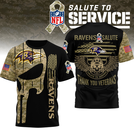Premium NFL x BAL Thank you Veterans 3D Shirt NDT TDT