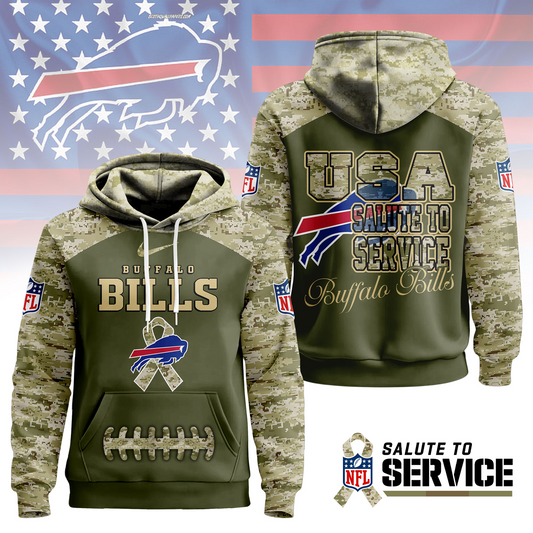 Premium NFL x BUF Salute To Service Camo Hoodie NDT TDT