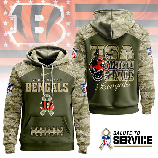 Premium NFL x CIN Salute To Service Camo Hoodie NDT TDT