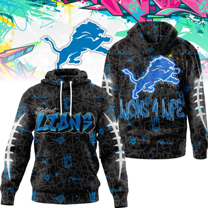 Premium NFL X DET  Special Graffiti My Team 4 Life Hoodie NDT TDT