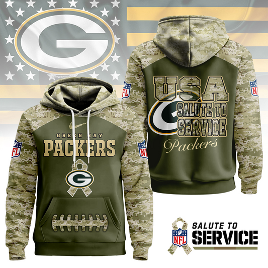 Premium NFL x GB Salute To Service Camo Hoodie NDT TDT