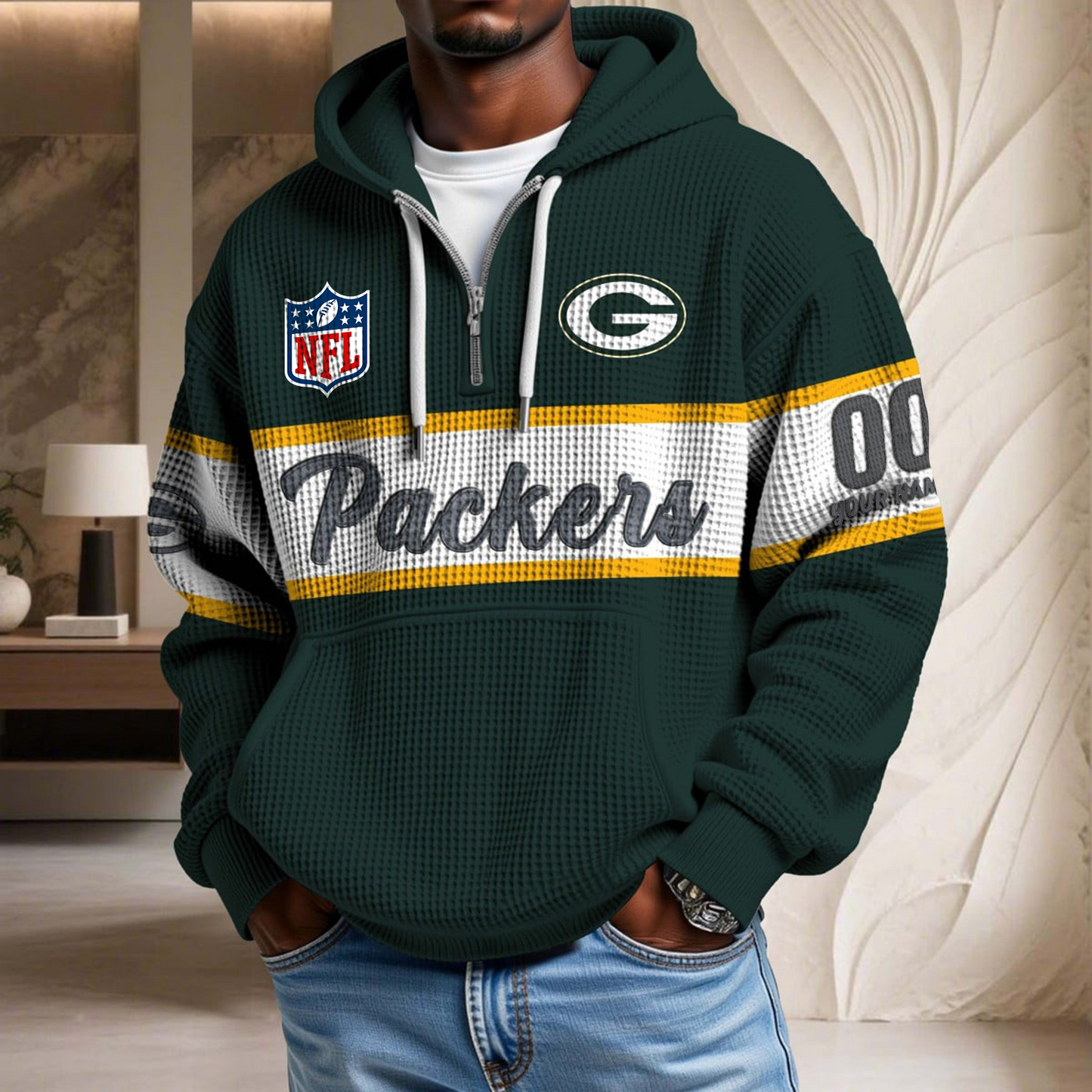 Premium NFL x GB Waffle Half Zip Hoodie DATND TANTD