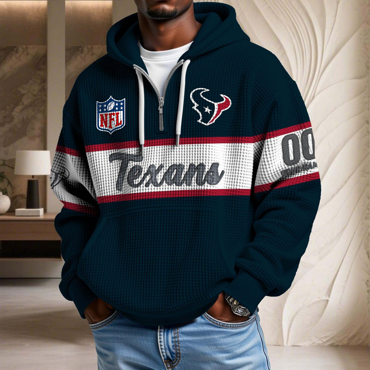 Premium NFL x HOU Waffle Half Zip Hoodie DATND TANTD