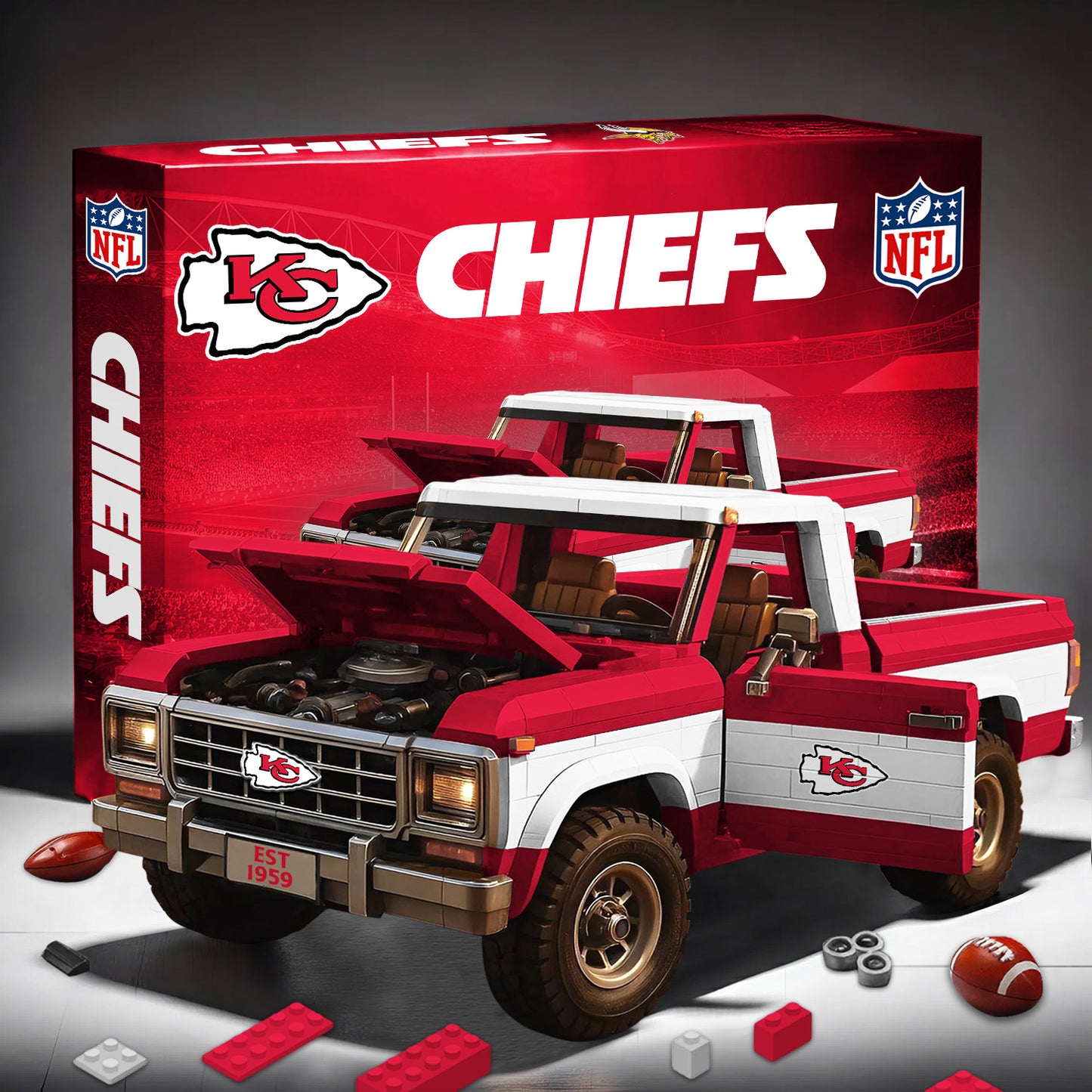 PREMIUM NFL X KC 3D Building Blocks Truck Ford Car Model Set NDT NHM