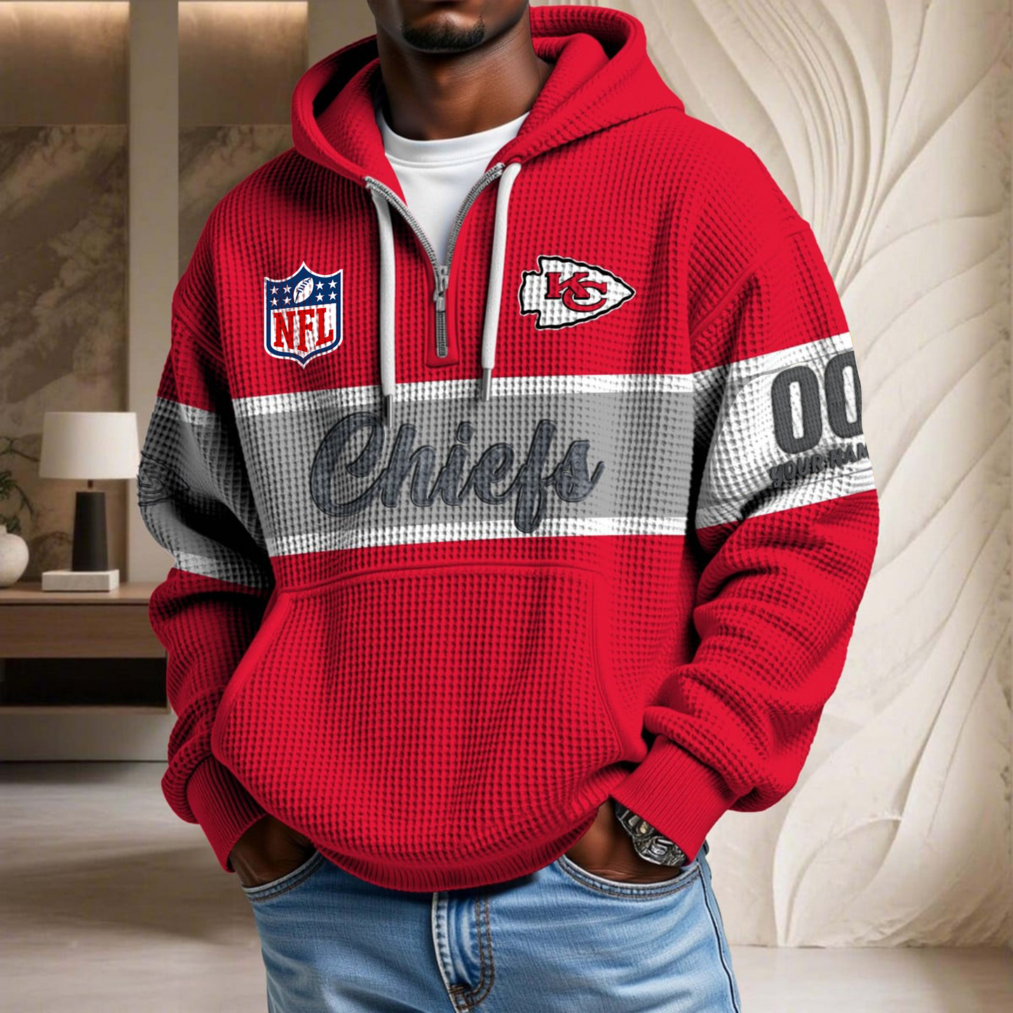 Premium NFL x KCC Waffle Half Zip Hoodie DATND TANTD