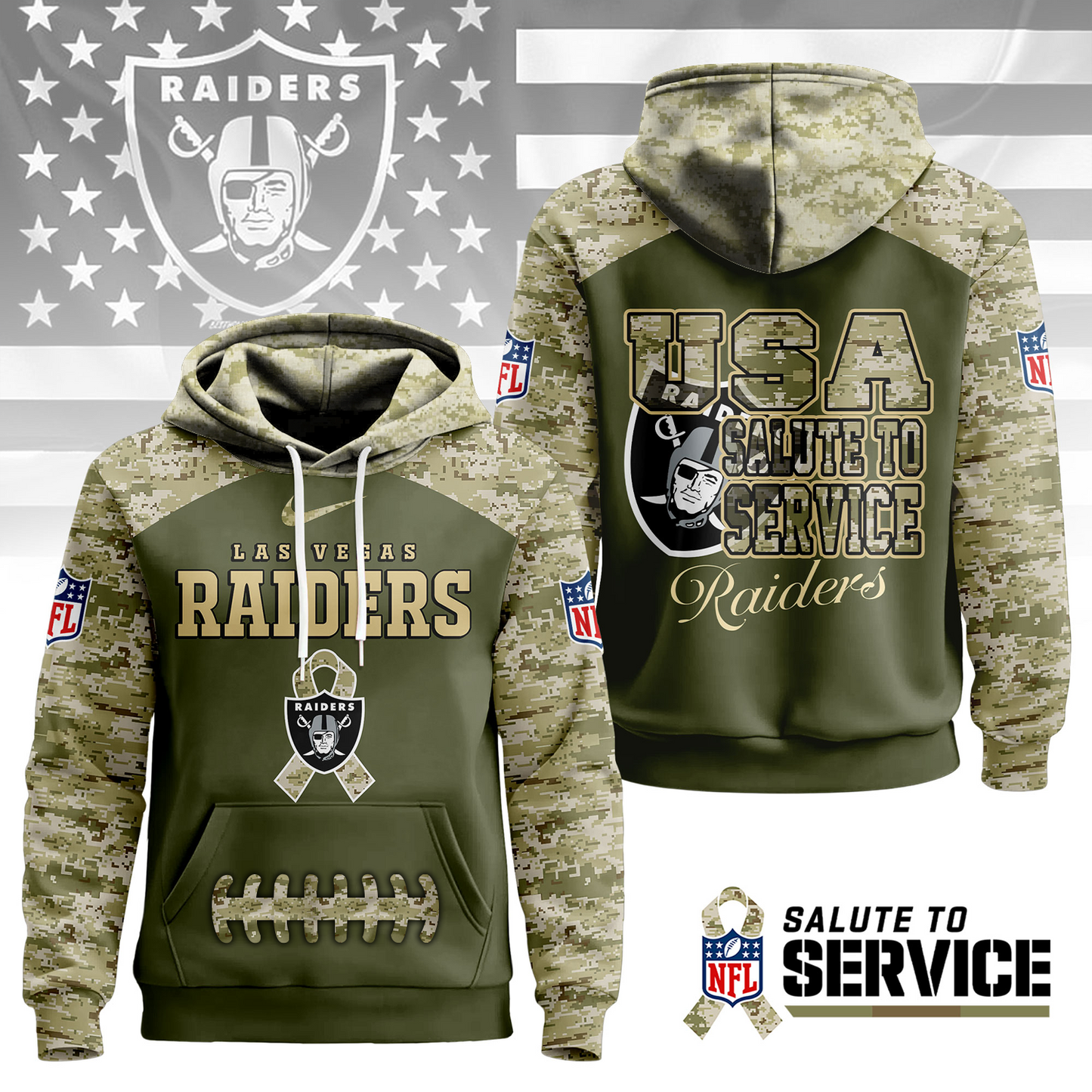 Premium NFL x LVR Salute To Service Camo Hoodie NDT TDT