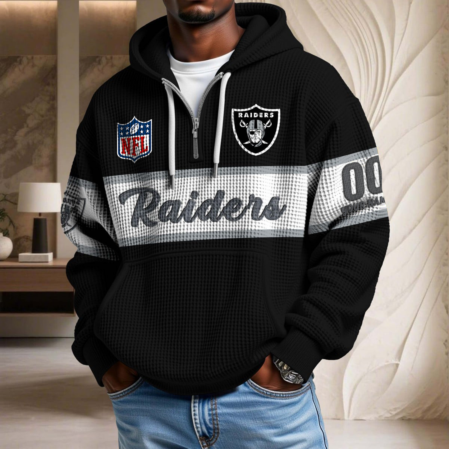 Premium NFL x LVR Waffle Half Zip Hoodie DATND TANTD