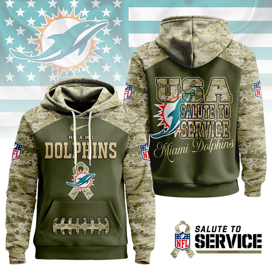 Premium NFL x MIA Salute To Service Camo Hoodie NDT TDT