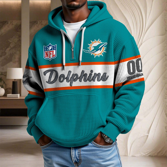 Premium NFL x MIA Waffle Half Zip Hoodie DATND TANTD