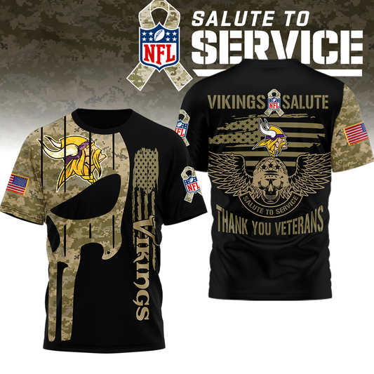 Premium NFL x MIN Thank you Veterans 3D Shirt NDT TDT