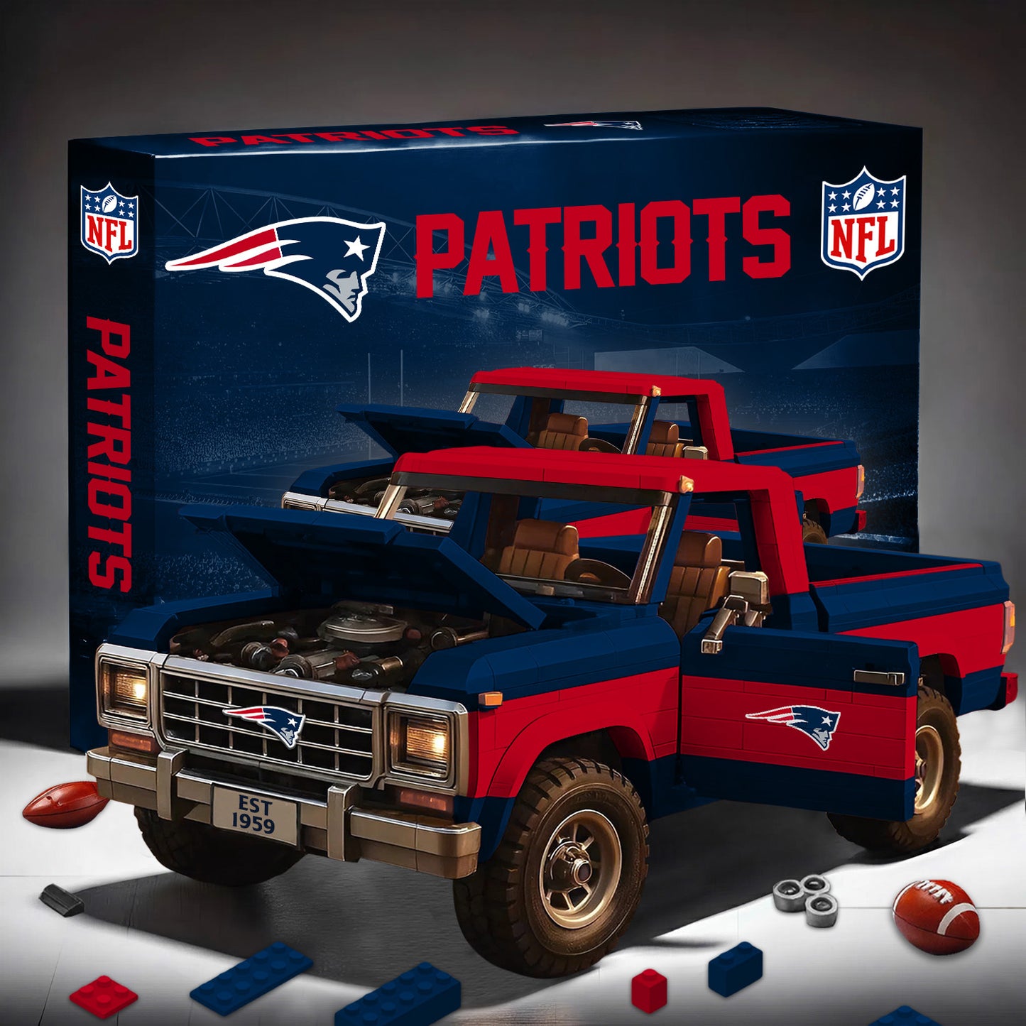PREMIUM NFL X NE 3D Building Blocks Truck Ford Car Model Set NDT NHM