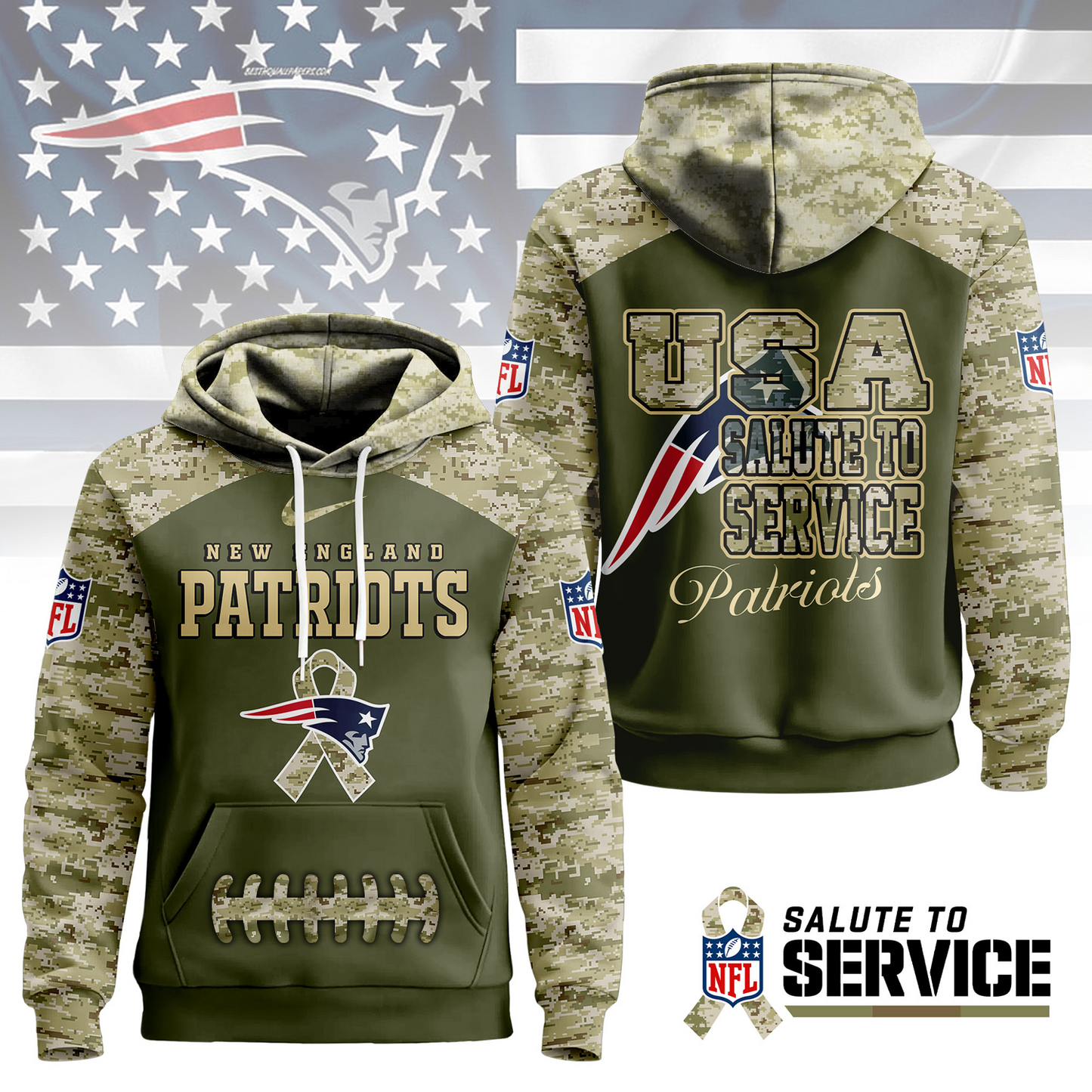 Premium NFL x NEP Salute To Service Camo Hoodie NDT TDT