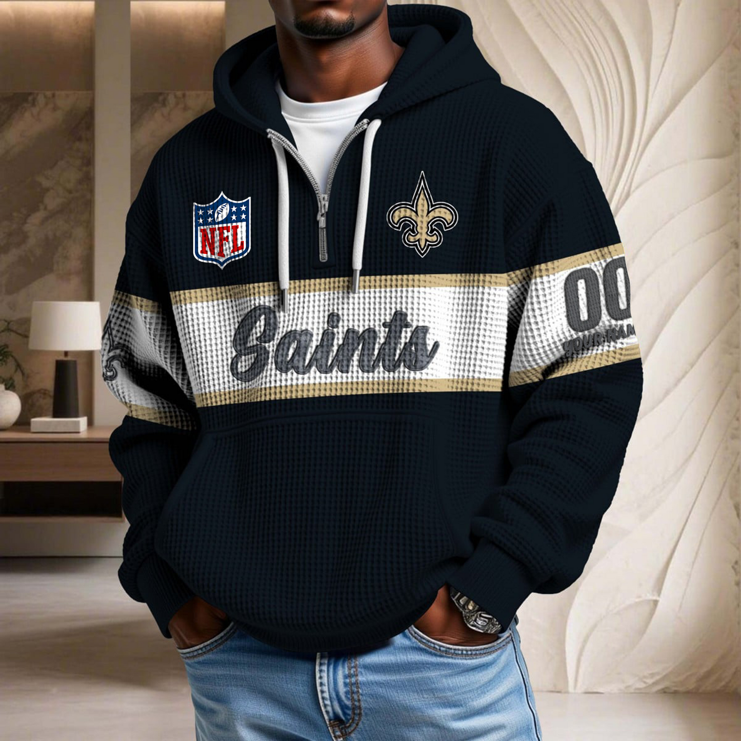 Premium NFL x NO Waffle Half Zip Hoodie DATND TANTD