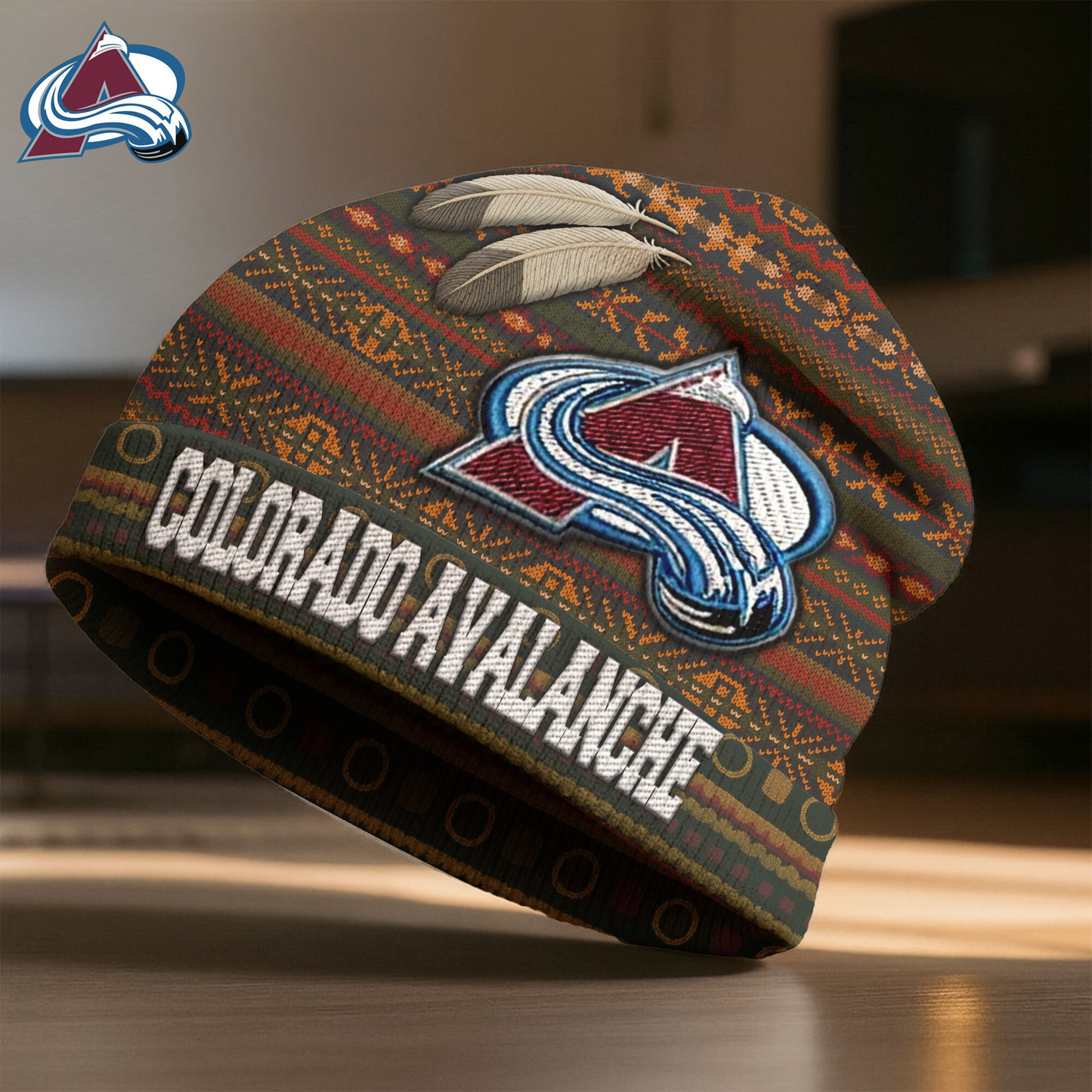 Premium NHL X CA  Feathered Beanie Hat NDT LVH
