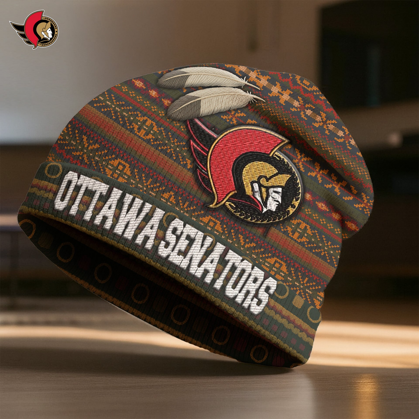 Premium NHL X OS  Feathered Beanie Hat NDT LVH