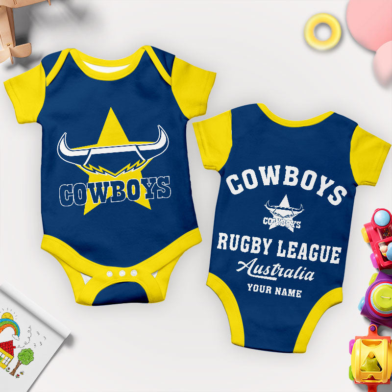 PREMIUM NRL X NQC New Baby Romper Custom Name For Kids NDT LVH