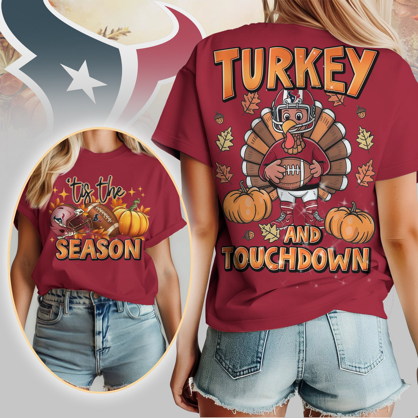 HT Premium NFL Turkey and Touchdown Women's Shirt DDT NTL