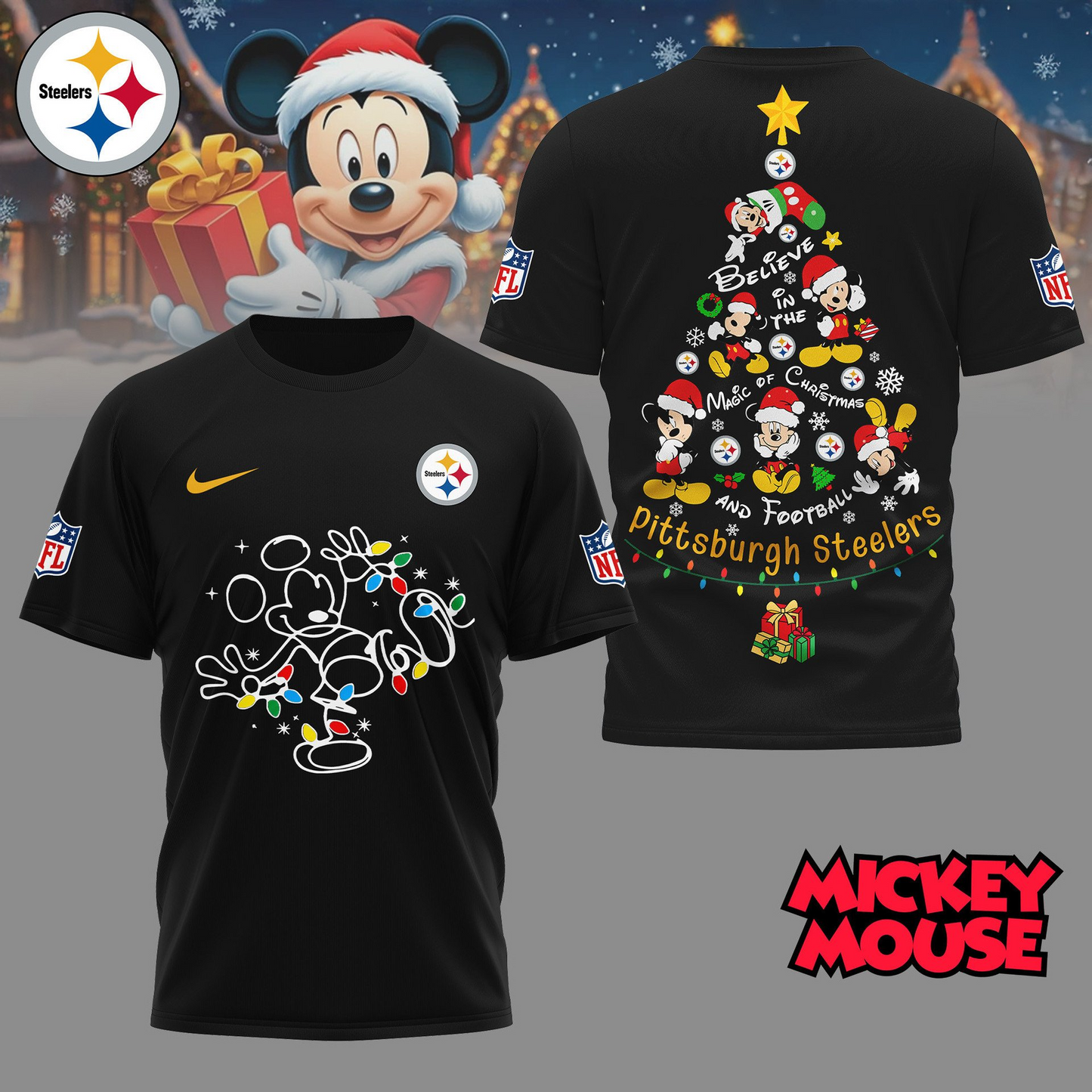 PS Premium NFL Mickey Mouse Christmas 3D Shirt DDT CTND