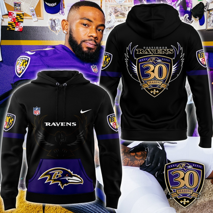 Ravens to Celebrate 30th NFL Season in 2025 V2 Hoodie DDT CTND