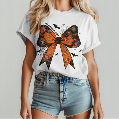 SF x NFL Halloween Bow 3D Shirt 0409 DatND DVT