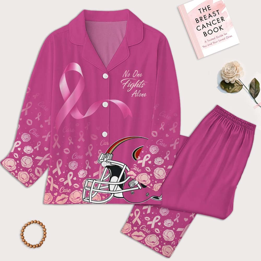 SF49 Premium NFL Breast Cancer October Button Pajamas Set DDT NTL