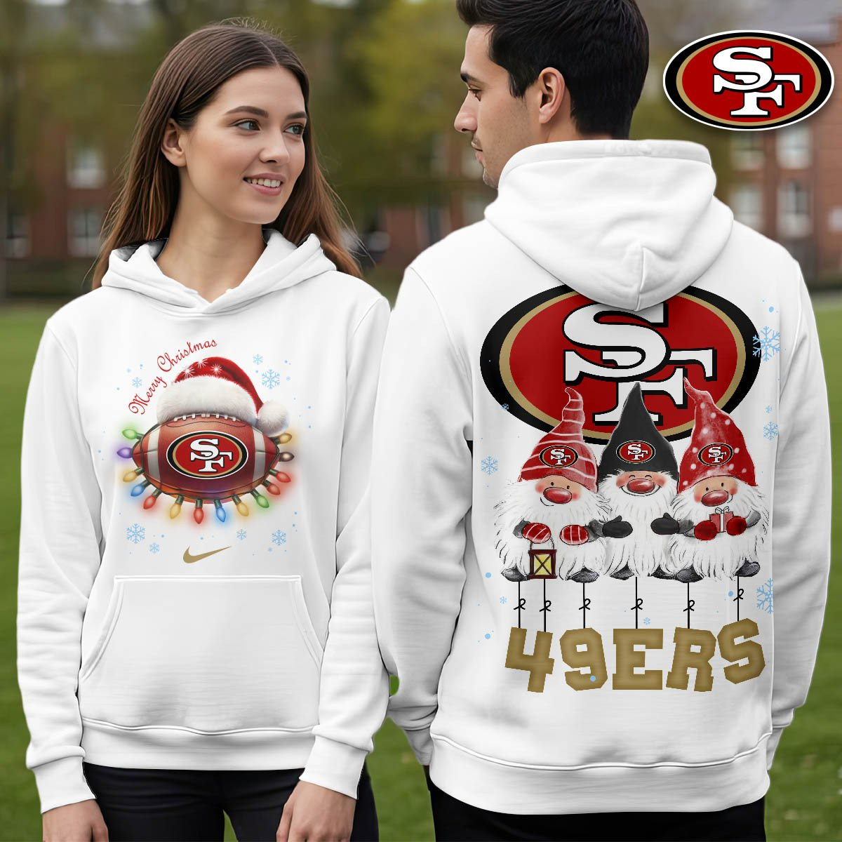 SF49 Premium NFL Christmas Gnomes Hoodie DDT CTND