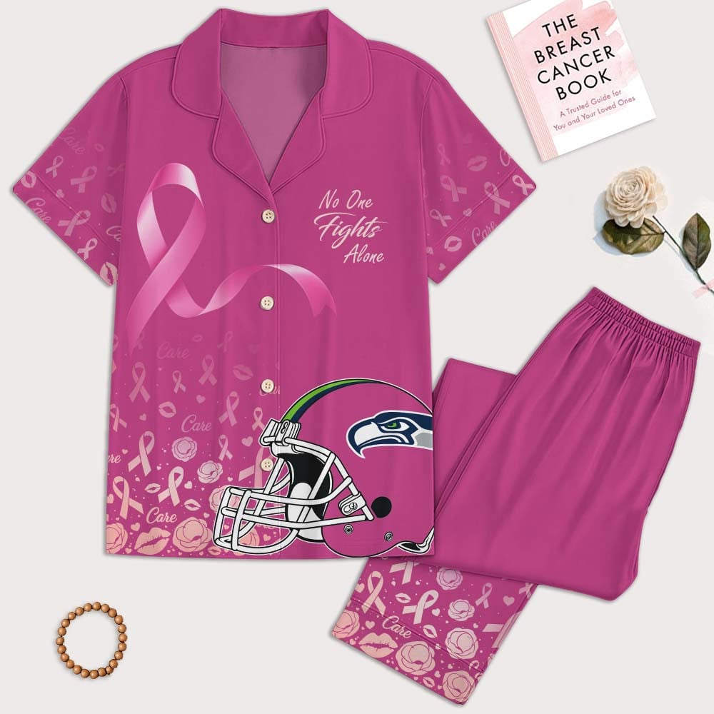 SS Premium NFL Breast Cancer October Button Pajamas Set DDT NTL