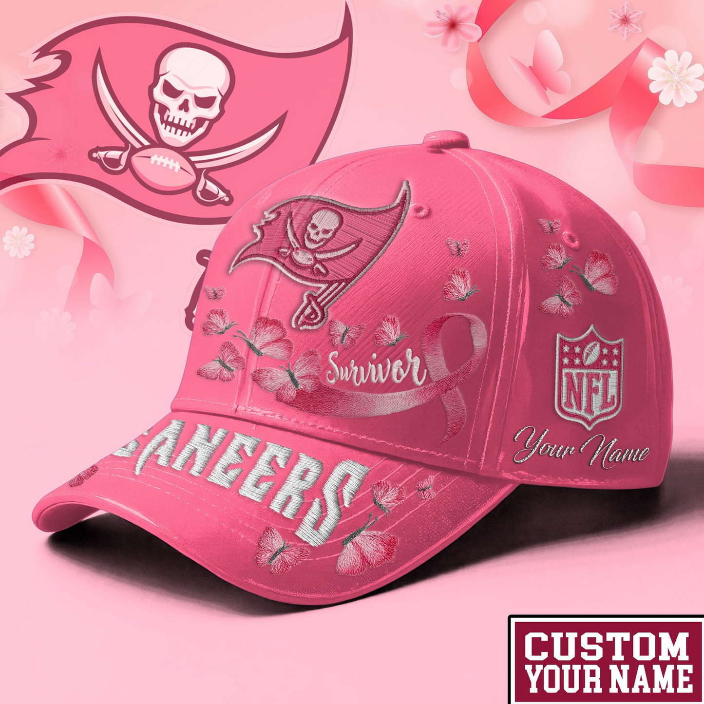 PREMIUM NFL X TB  EXCLUSIVE  BREAST CANCER SURVIOR CAP NDT NHM 090726