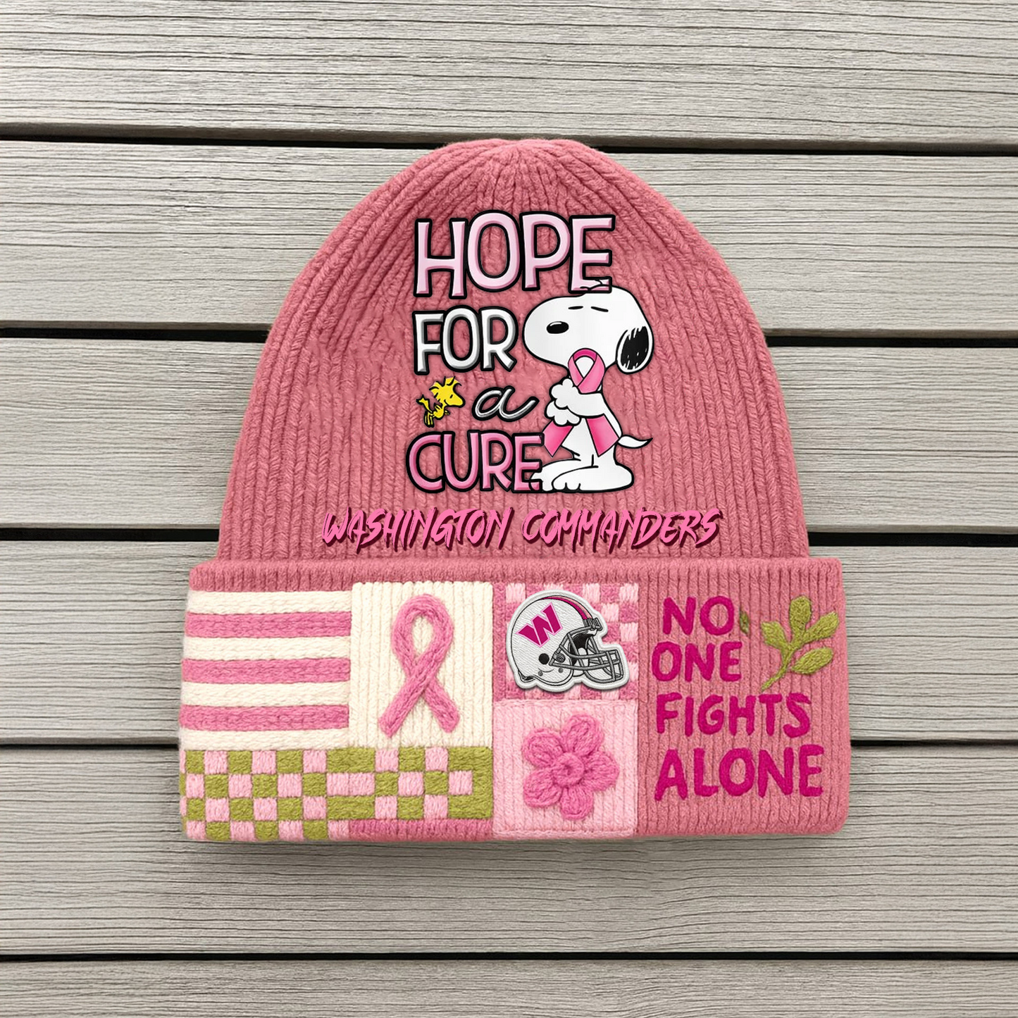 WAS Premium NFL X SNOOPY Fight Like A Girl Beanie Hat TUANND TANTD