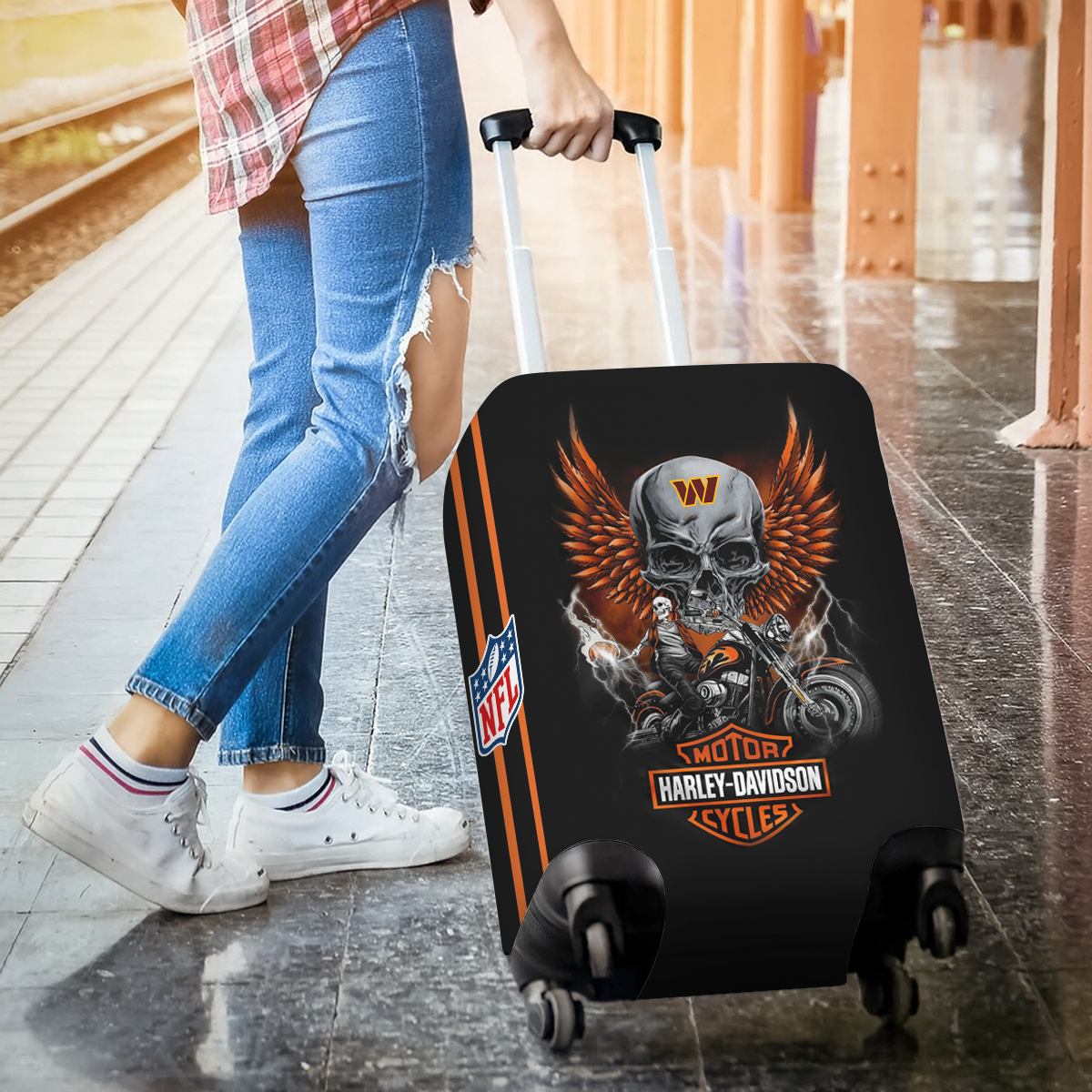 WC NFL x Motorcycle Luggage Cover Suitcase Protector DDT CTND